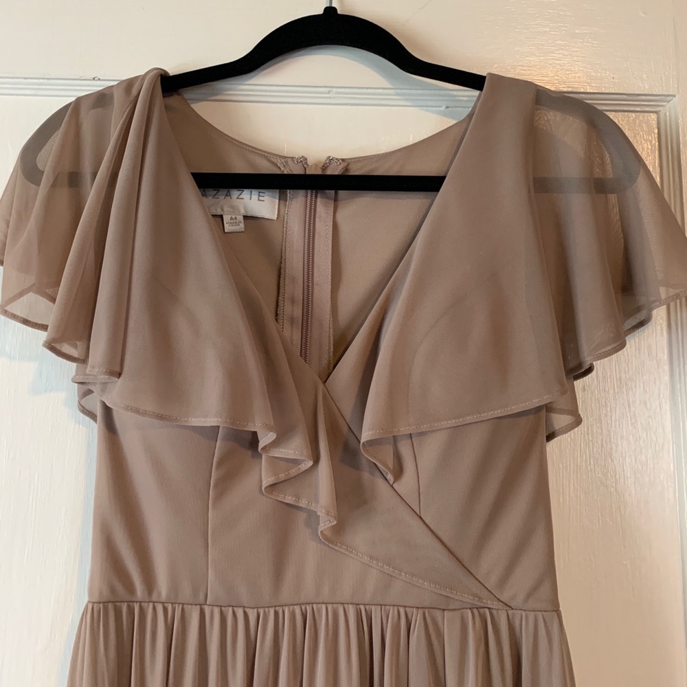Azazie Jael Wrap Bridesmaid Dress Taupe